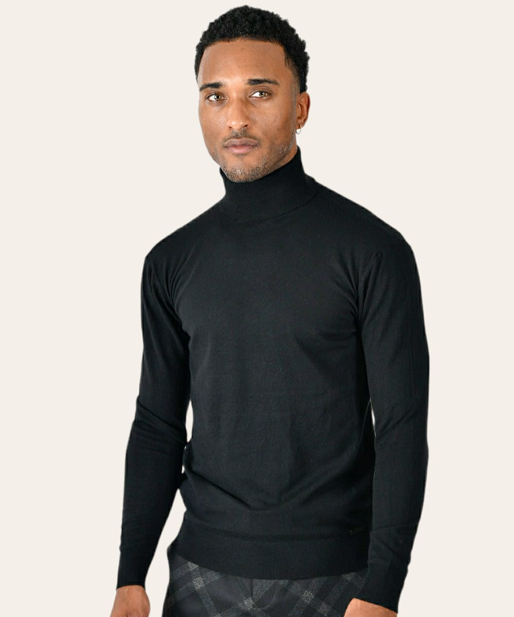 sueter Clasico De Cuello Alto Negro