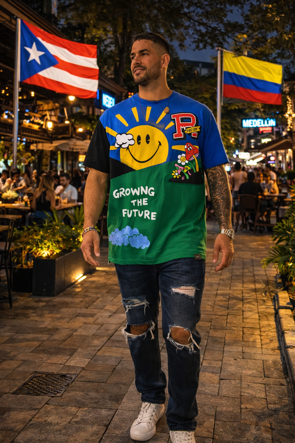 First Row Camiseta Verde con grafico