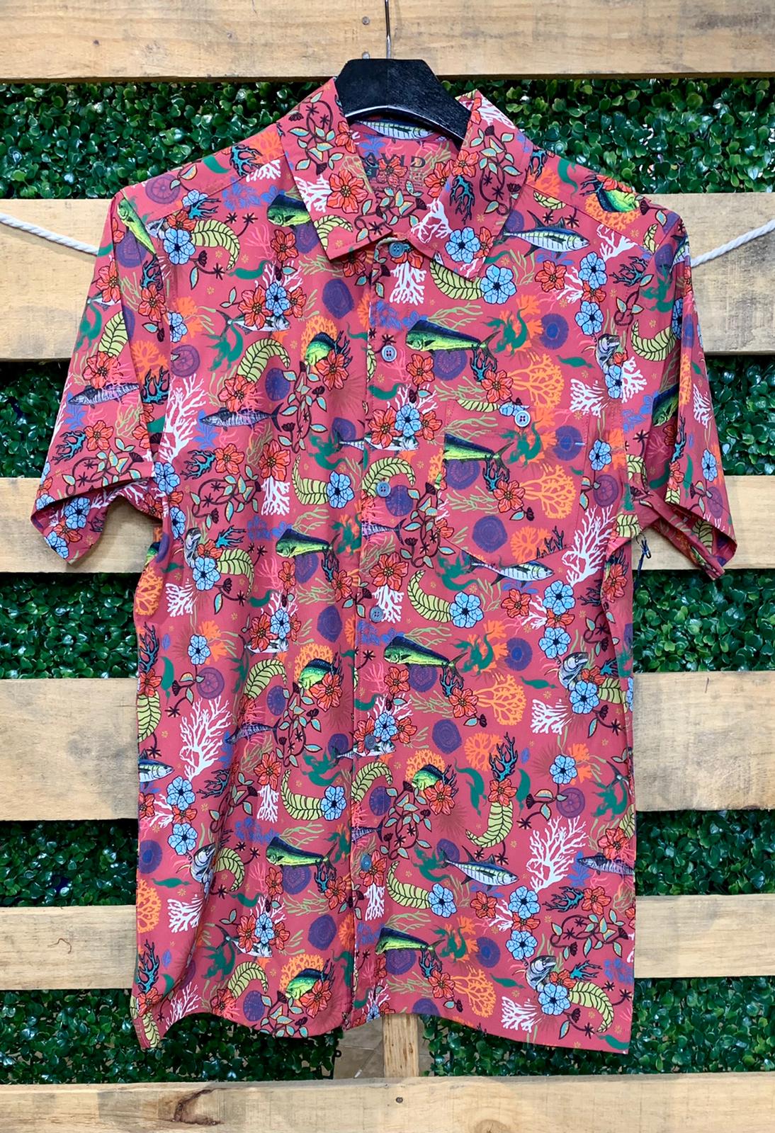 Shirt Coast Al L ifestyle SS Sport Fish Floral Coral