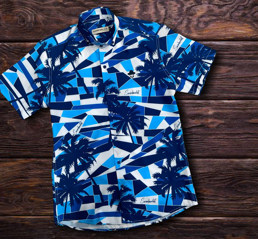 Sambarlot Palm Shirt,And Blue Triangles