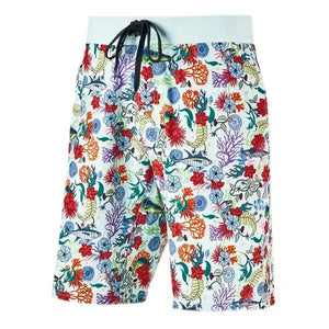 Iconic Boardshort Fish Floral Seafoam