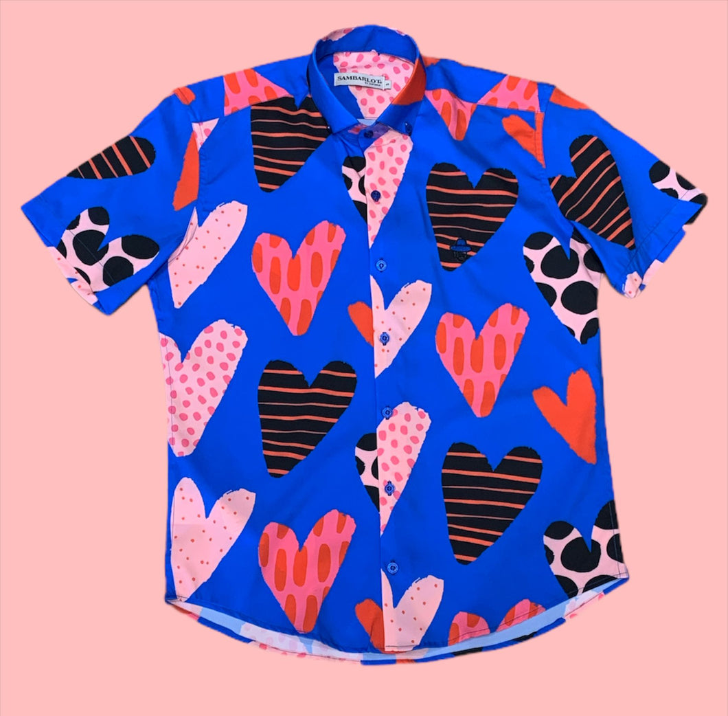 Sambarlot Blue Background Hearts Shirt