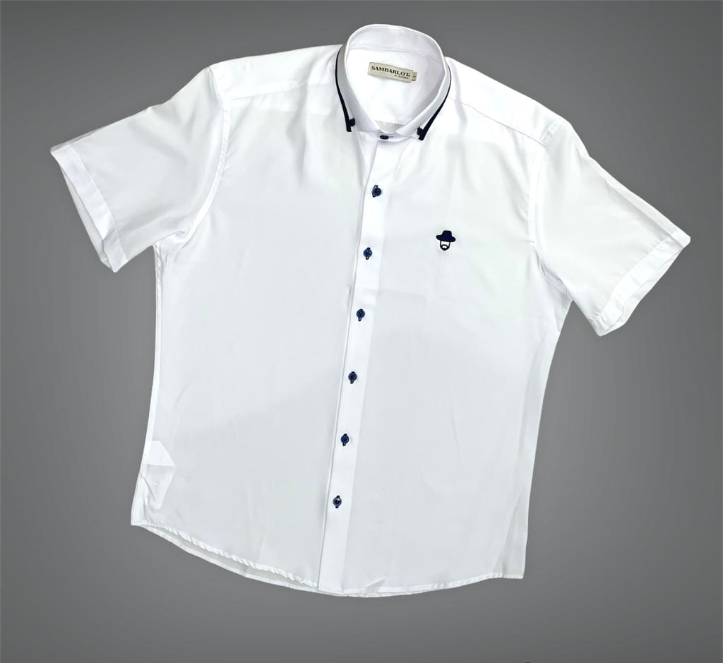 Sambarlot White Shirt Blue Collar