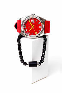 Jason Hyde 30018 Stainlees Steel Body \Red Dial With Date \Cordura Strap