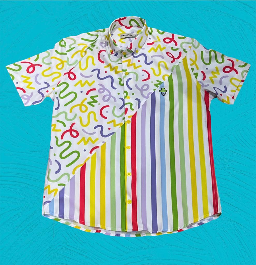 Sambarlot Shirt With Lines And Colored Curves