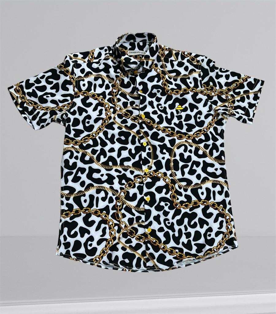 Sambarlot Black Print Shirt And Chains