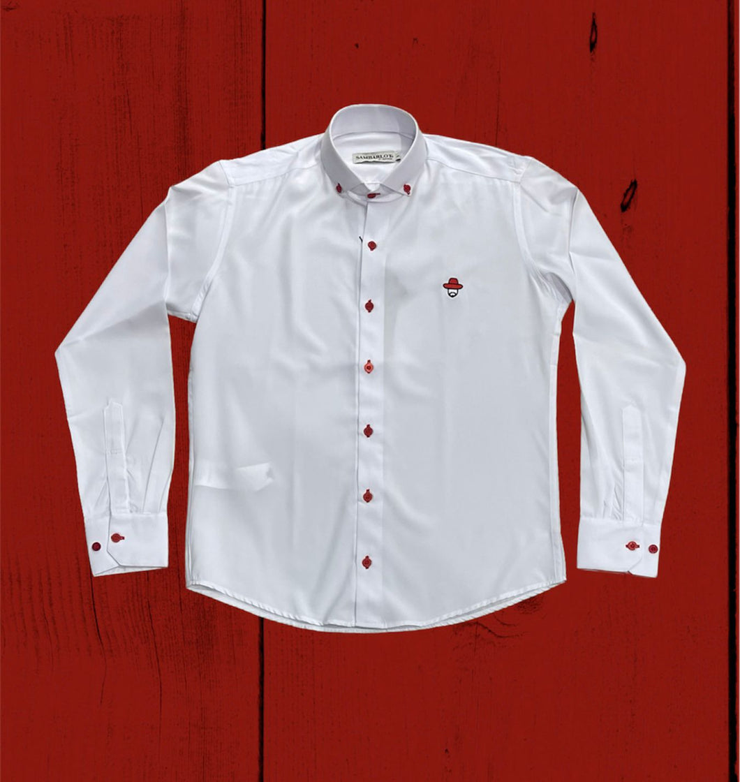 Sambarlot Long Sleeve White With Red Bottons