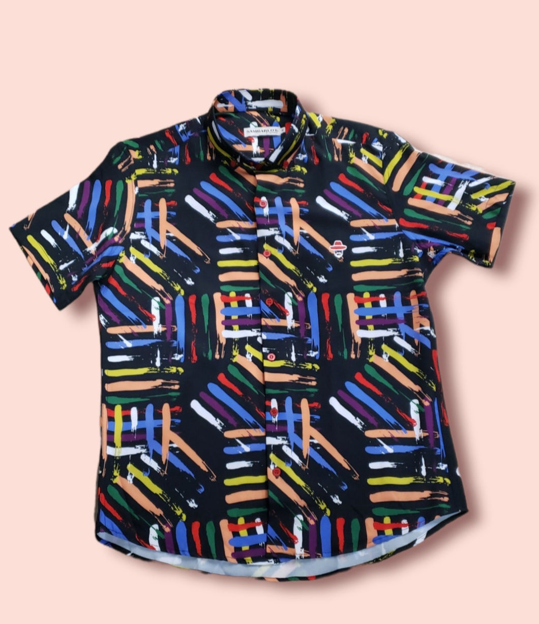 Sambarlot Black Shirt With Colorful Strokes