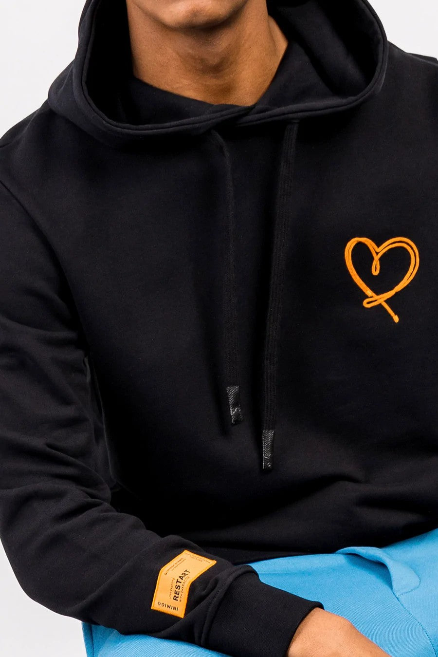 Inimigo Sudadera con capucha con estampado de cara de arte lineal Negro