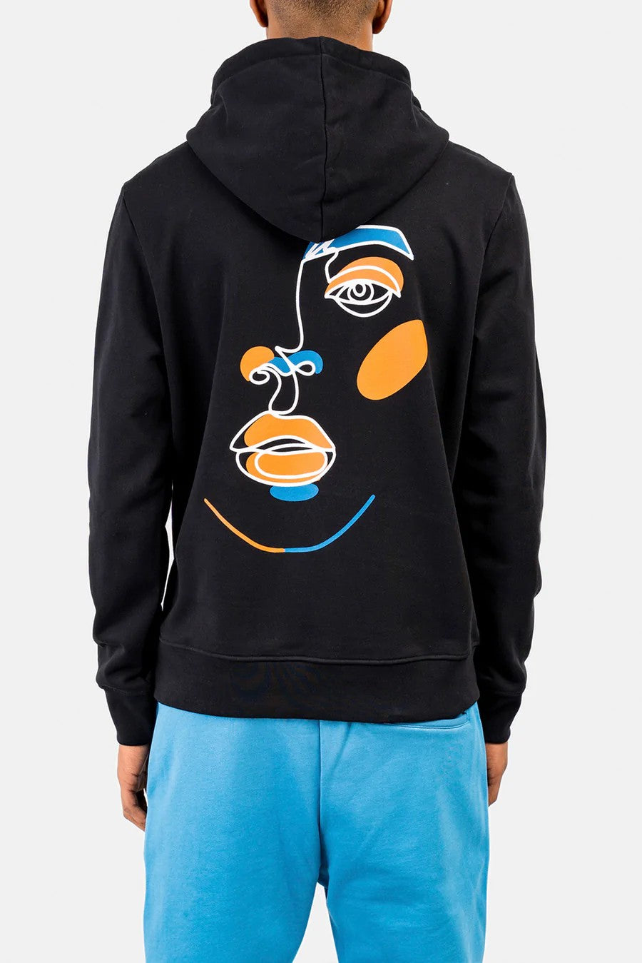 Inimigo Sudadera con capucha con estampado de cara de arte lineal Negro