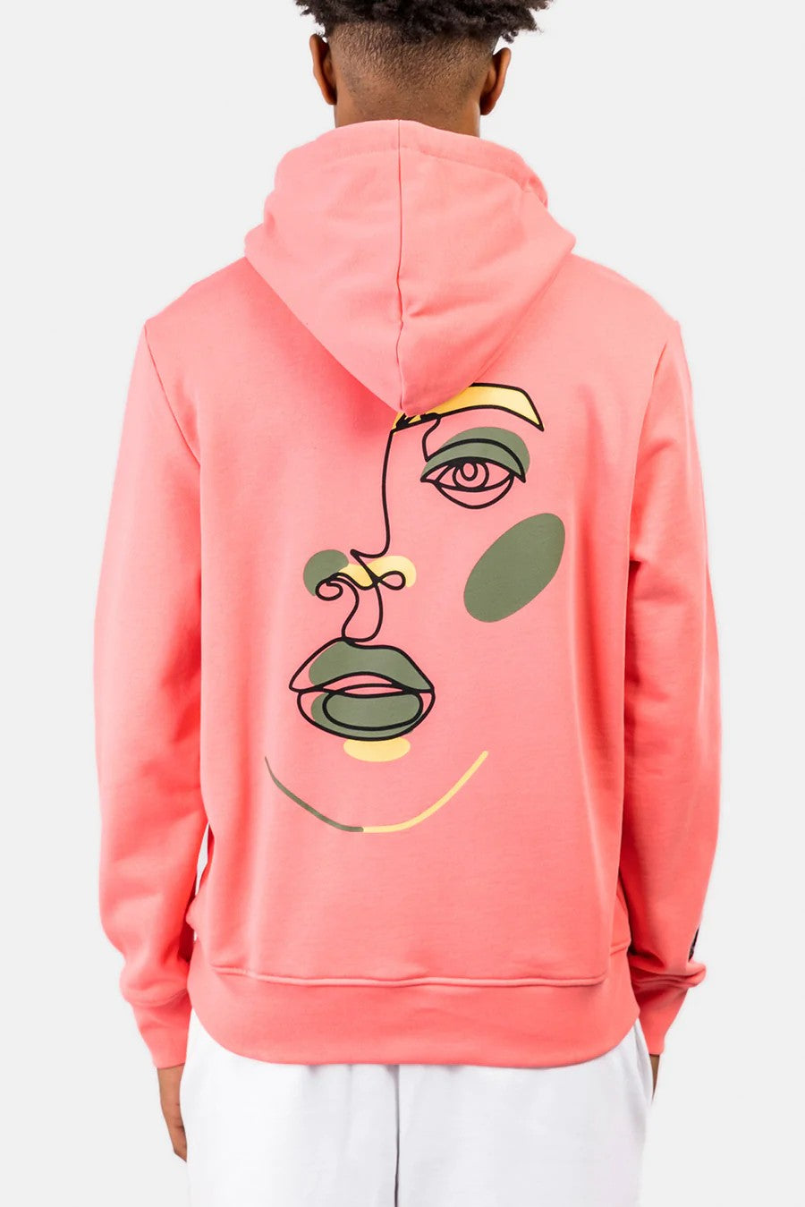 Inimigo Sudadera con capucha con estampado de casa de arte lineal Rosa Porcelana