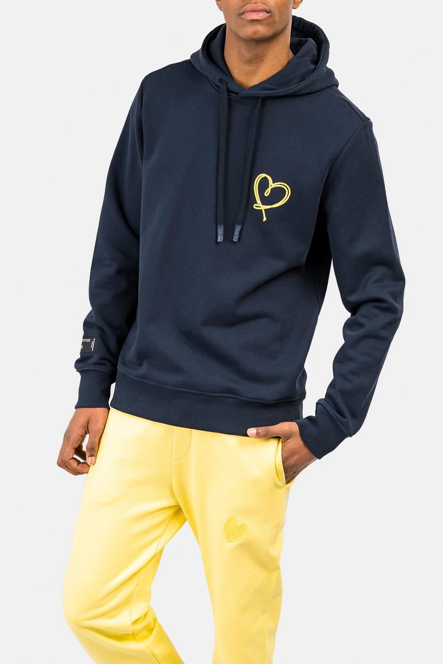 Inimigo Sudadera con capucha Line Art Face Azul Medianoche