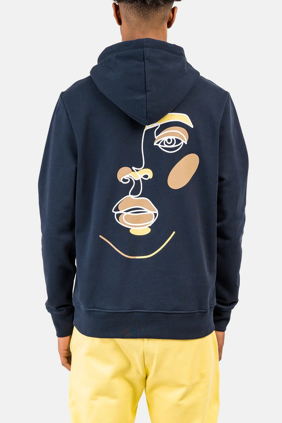 Inimigo Sudadera con capucha Line Art Face Azul Medianoche
