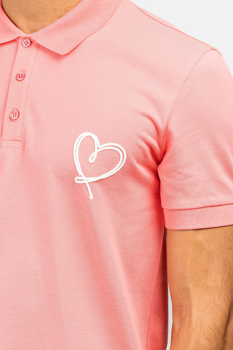 Inimigo Polo Pique Linea Corazon Rosa Porcelana