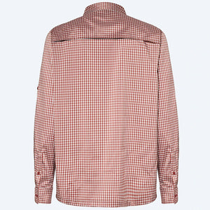 Costa Angler Tech Button Down Plaid Lava Red