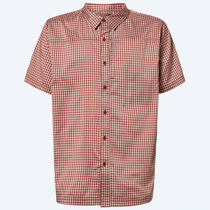 Costa Hybrid Tech Button Down Plaid Lava Red