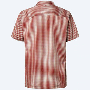 Costa Hybrid Tech Button Down Plaid Lava Red