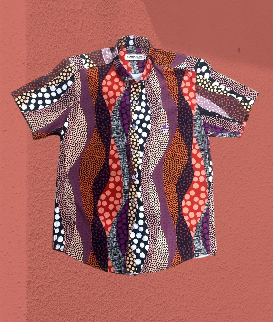 Samnarlot Shirt With Vertical Waves and Dots